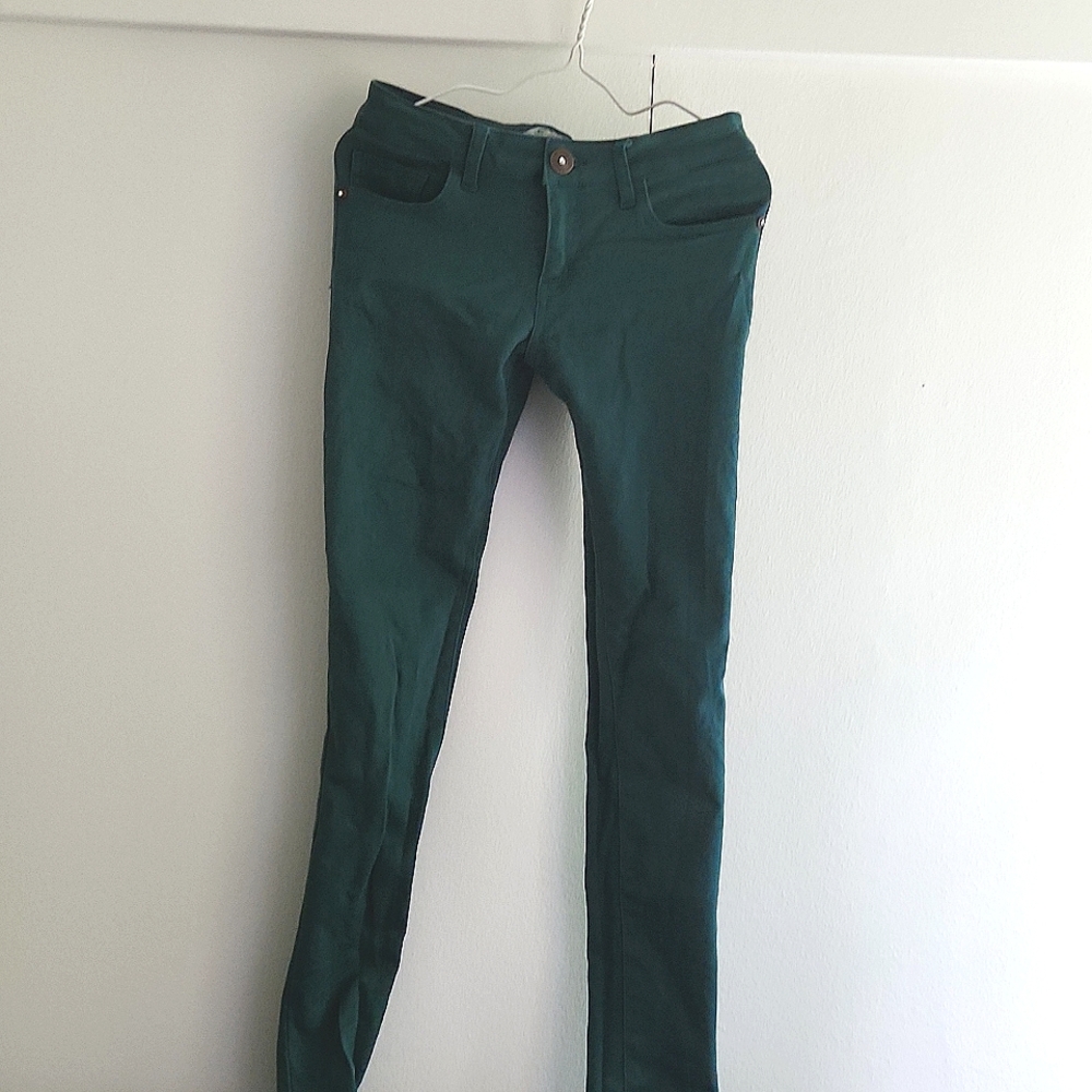 Teal Cotton Skinny Jeans